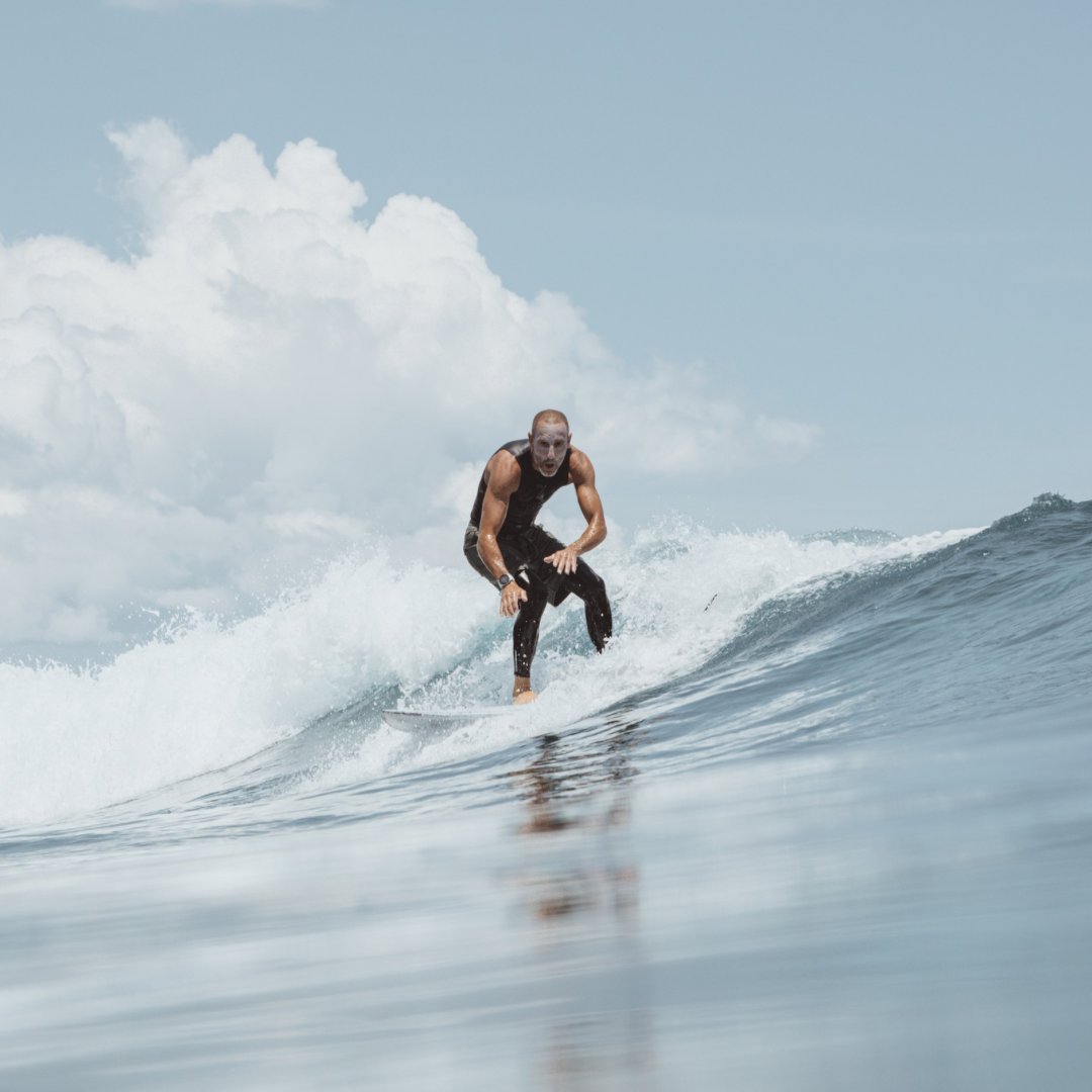 Surfer riding a wave